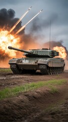 Fototapeta premium close up of a tank in action