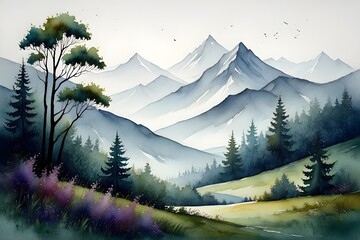 winter mountain landscape with snow