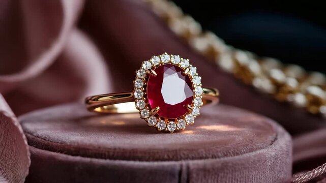 Luxury ruby ring close-up [4K]
