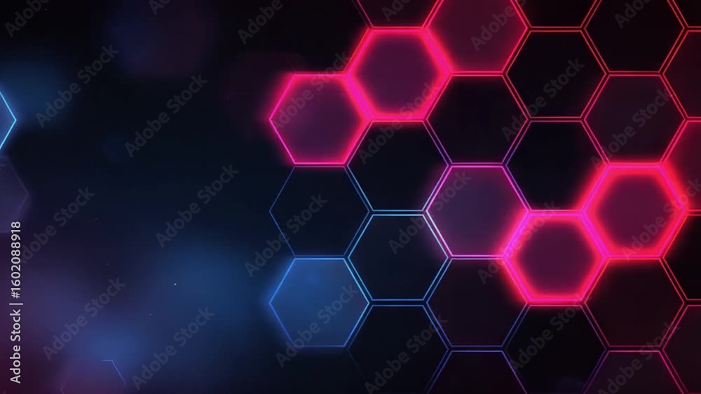 Aufkleber hexagon patterns illuminated: captivating illuminated hexagon patterns pulse with vibrant colors, of