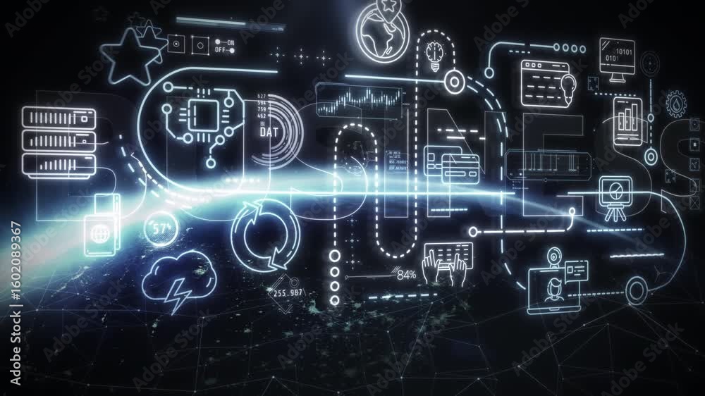 Wall mural business process management system connecting global network and data flow