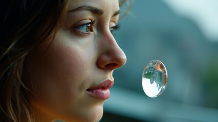 Close up of the face of the crystal ball