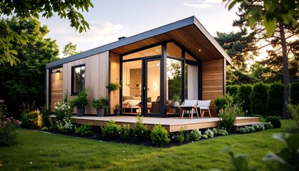Modern tiny house in a garden