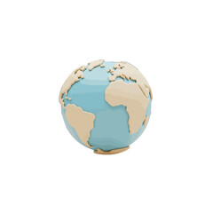 Fototapeta premium A stylized 3D model of planet Earth, light blue and beige, continents clearly defined.