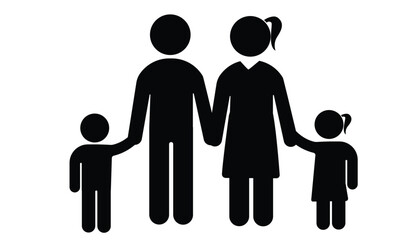  Silhouette Family icons. Reliability, faith, love, friendship and support.  Vector illustration