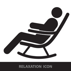 A Man on Rocking Chair Icon. relaxation concept. vector, sign, symbol
