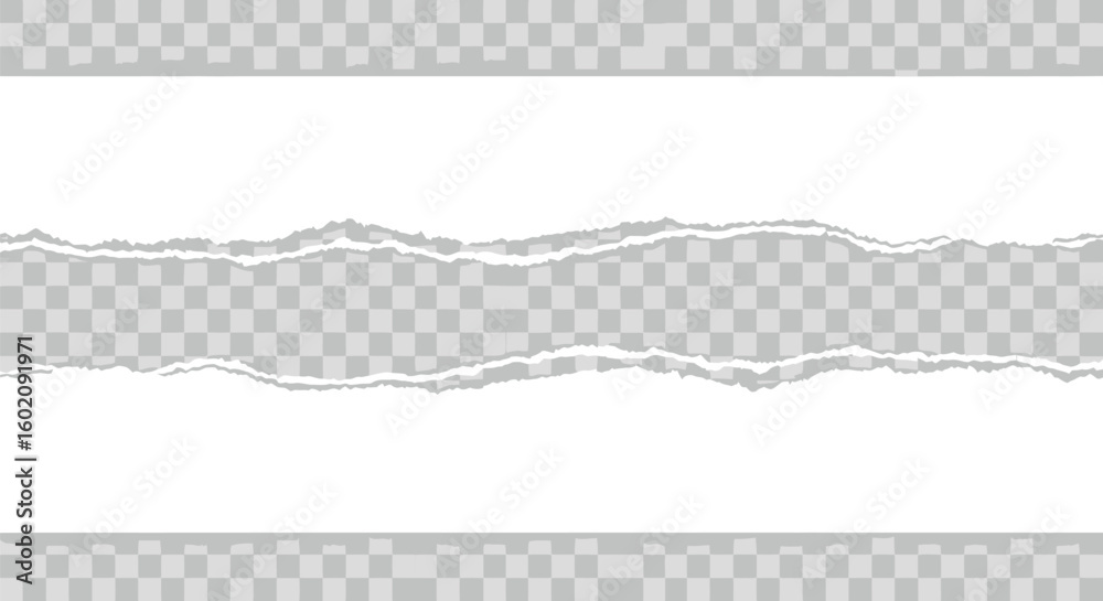Poster torn paper edge vector design element for scrapbooking and creative projects with transparent backgr
