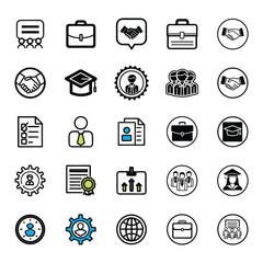 Collection of business and career related icons representing success and professionalism