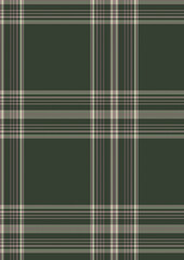 Seamless Dark Green Plaid Pattern with Pale Pink and Beige Stripes