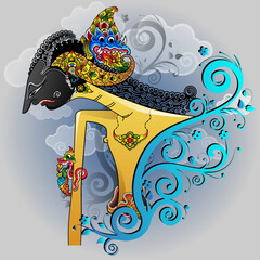 Vector illustration, modificatiopn of Abimanyu shadow puppets character
