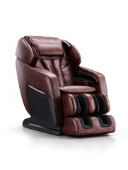 Naklejka premium Brown leather massage chair, modern design (1)