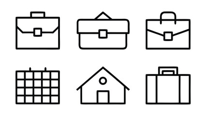 Business briefcase calendar home icons set