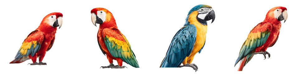 Fototapeta premium Macaw Parrot Collection Watercolor on White Background