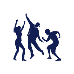 group people dancing some dance vector art silhouette