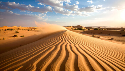 Desert Wind with Sand Dunes, and Sunset.