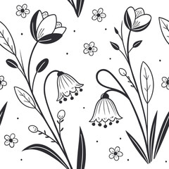 Elegant floral line art pattern