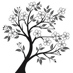 Stylized cherry blossom tree silhouette
