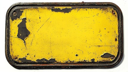 Rectangular Yellow Grunge Metal Sign, Worn Paint Texture, Vintage Background, metal sign, grunge texture
