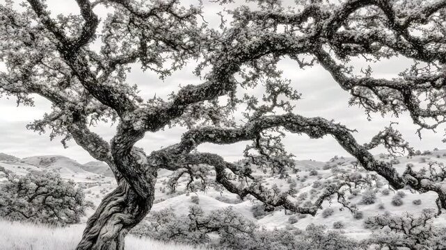 Gray scale tree branches