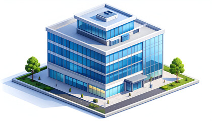 Modern Office Building Isometric View.