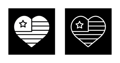 American Flag Heart Vector Icon