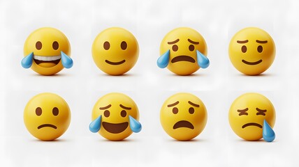 Fototapeta premium A yellow smiley face with tears of tears