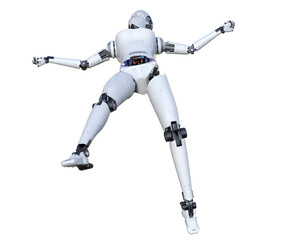 Intelligenza artificiale robot computer umanoide donna su fondo trasparente	