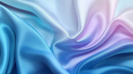 Obraz premium Smooth, flowing silk fabric in a gradient of pastel blues and pinks