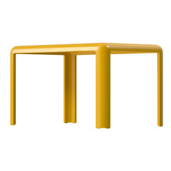 Yellow Rounded Rectangular Table 3D Render Perspective View Left Isolated
