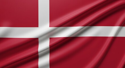 Obraz premium The flag of Denmark, a national symbol beautifully rendered with a dynamic, waving texture.