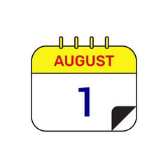 1 august calendar icon vector illustration design