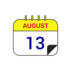 13 august calendar icon vector illustration design