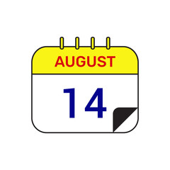 14 august calendar icon vector illustration design