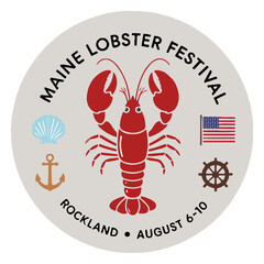 Maine Lobster Festival Round Logo Nautical Style