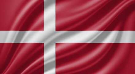 Obraz premium Symbol of Denmark: a high-quality depiction of the national flag with realistic fabric folds.