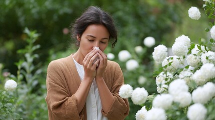 young woman smelling flowers