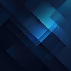 Dark navy blue background with layered, diagonal, translucent light blue shapes