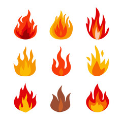 fire flames clipart, vector icon, logo