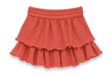 Coral tiered skirt with elastic waistband