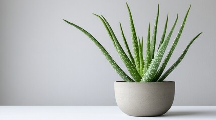 Aloe Vera Plant in Simple Pot on Minimalist Surface