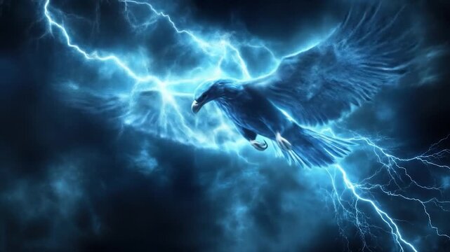 Majestic Eagle Soaring Through Electric Storm
