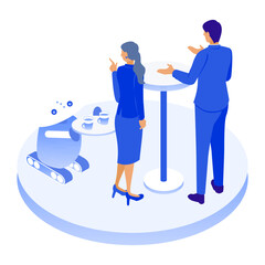 ロボットがコーヒーを運ぶ！未来のオフィス休憩風景