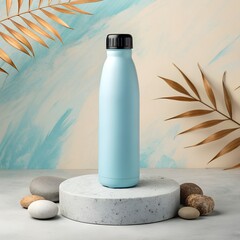 Modern Matte Blue Water Bottle, Eco-Friendly Bottle, Clean Product Shot
