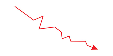 Red Arrow Downward Trending Graph:  Financial Crisis, Recession, Market Decline Illustration