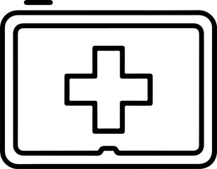 Obraz premium Digital health icon on a tablet screen with a white medical cross symbol