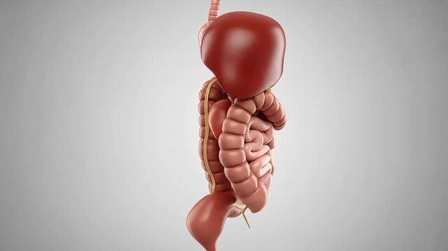Detailed 3D Render of Human Internal Anatomy against Gray Background Illustrating Biological Structure