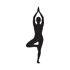 Fototapeta premium Silhouette of woman in tree yoga pose