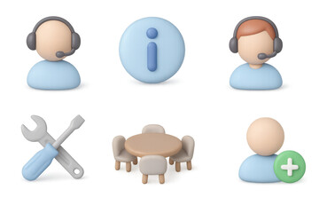 3d customer support and services icons with tools and communication themes