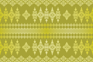 Golden olive Thai background with floral motif for high-end product mockups or design works