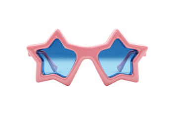 Pink Star Shaped Sunglasses with Light Blue Lenses, PNG